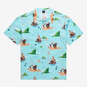 Unisex Our Universe Disney Moana Scenic Island Woven Button-Up - BoxLunch